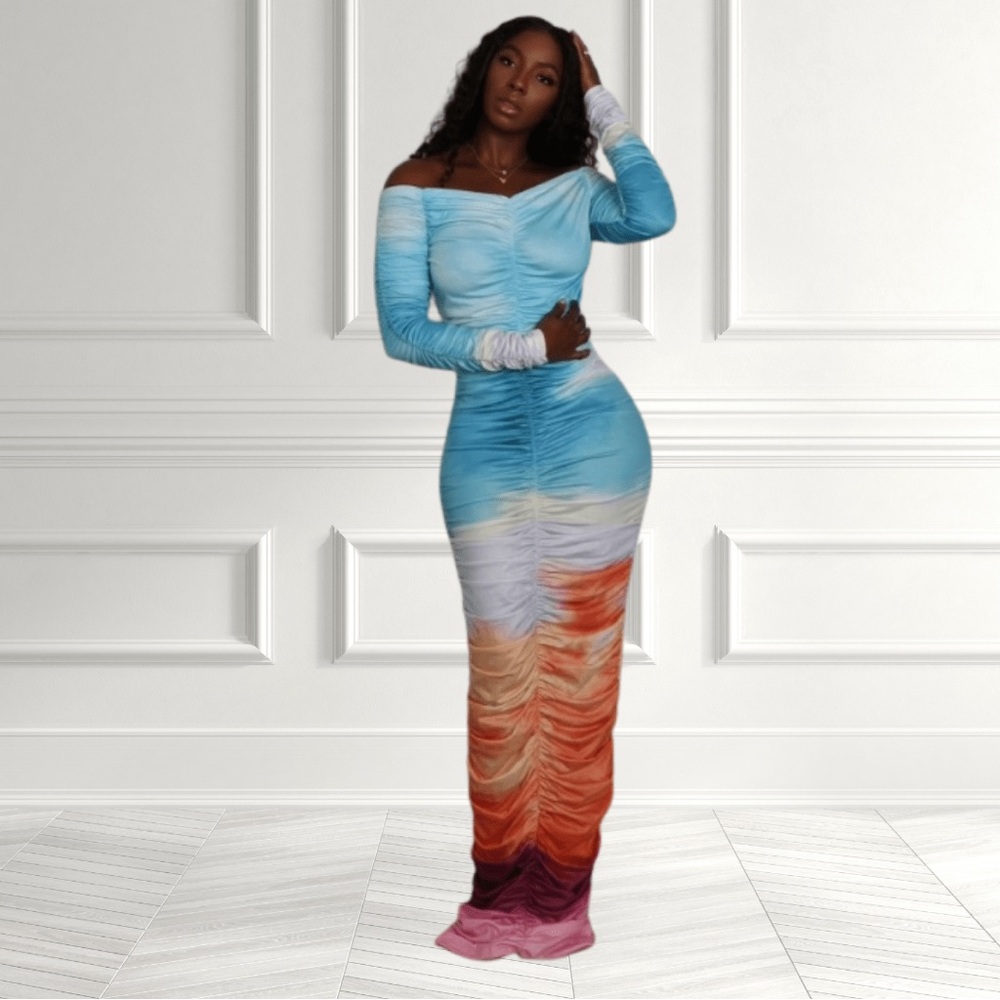 Goddess Of The Sea Rushed Maxi Dress